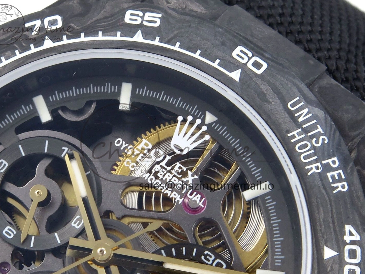 0119 Bright Daytona Diw 40mm N6F 1:1 Best Edition Gray Skeleton Dial Black Nylon Strap DD 892